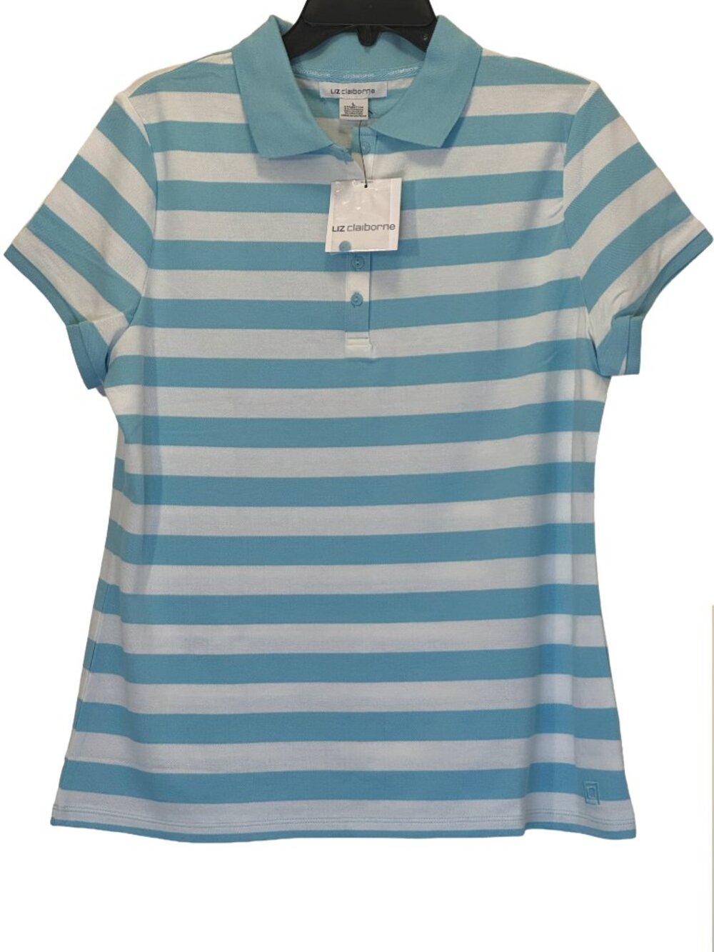 Light Blue & White Stripe Polo Size: L